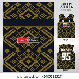 diseño de patrones de tela trenzada de oro negro, ilustración, fondo textil para camiseta deportiva, camiseta camiseta de fútbol burlón para club de fútbol. vista frontal coherente