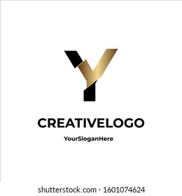 Black gold Y letter logo