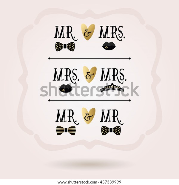 Black Golden Abstract Conceptual Mr Mrs Stock Vector Royalty Free