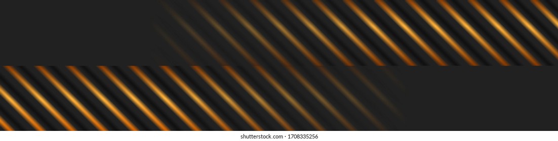 Black and golden abstract geometric banner design. Futuristic technology vector background