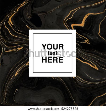 black golden abstract marbling background invitation stock vector
