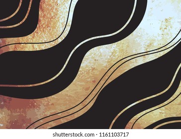 Black and golden abstract pattern, stylish background, vector illustration.