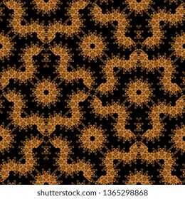 Black golden Art Deco Seamless fabric design Wallpaper Vector graphics Black background Long line