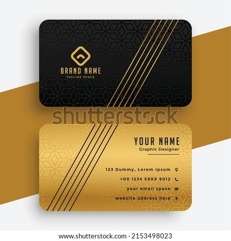 black and golden business card template with lines