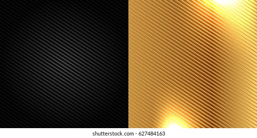 black and Golden carbon fiber kevlar texture background vector