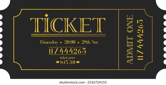 Bilhete clássico preto e dourado
