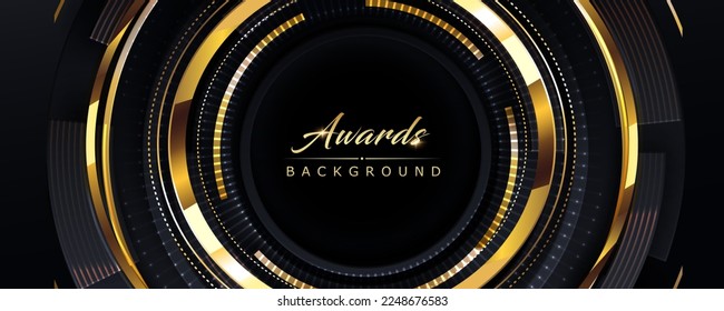 Black   Golden Color Round Ring Circle Award Background  Luxury Background Graphics  Modern Abstract Template  Expensive Analog Time Clock watch  Golden Gradient Tunnel Hud Motion Look Design  