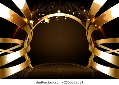 Black and Golden Color Round Ring Circle Award Background. Luxury Background Graphics. 