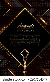 Black Golden Cross Lines Pattern Seamless Award Background. Rich Premium Luxury Background. Modern Abstract Design Template.  Event Stage Backdrop. Invitation Card for Wedding And Engagement. 