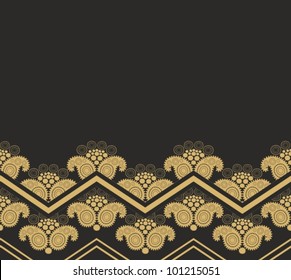 Black and golden decorative ornament on dark background 