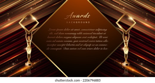 Black Golden Diamond shape Frame Lines Award Background. Trophy on Luxury Background. Modern Shimmer Abstract Design Template. LED Visual Motion Graphics. Wedding Invitation Poster. Certificate Design