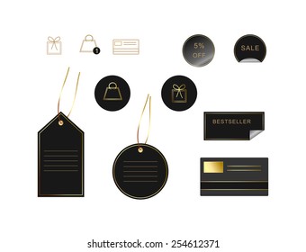 Black and golden e-commerce labels