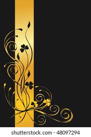black and golden floral background