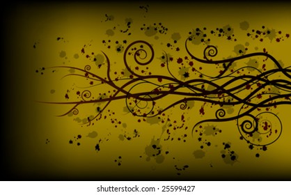 Black Golden Floral Background Vector Illustration