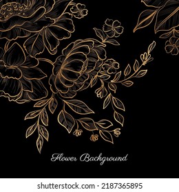 Black and golden flowers background