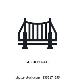 black golden gate isolated vector icon. simple element illustration from united states concept vector icons. golden gate editable logo symbol design on white background. can be use for web and