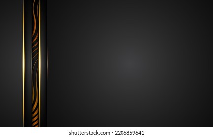 Black and golden lines abstract background. Gold light luxury design modern background. Vector illustration