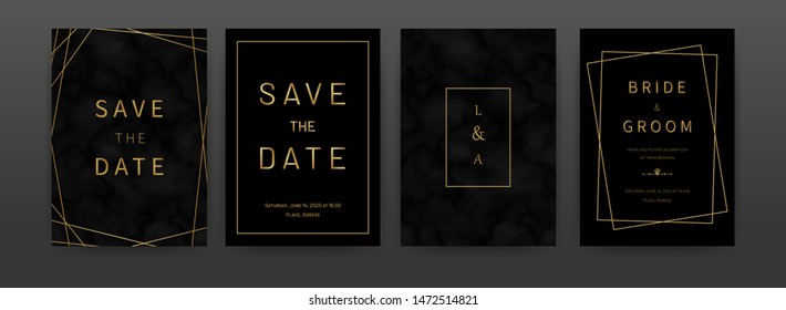 Black Golden Marble Invitation Cards Vector Stock Vector (Royalty Free ...