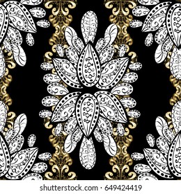 Black and golden pattern. Elegant vector classic pattern. Seamless abstract background with repeating elements.