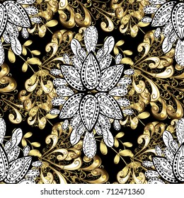 Black and golden pattern. Elegant vector classic pattern. Seamless abstract background with repeating elements.