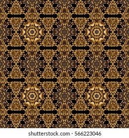 Black and golden pattern. Seamless pattern oriental ornament in baroque style. Traditional classic vector golden pattern.