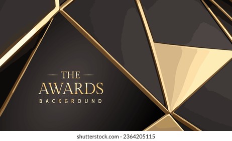 Antecedentes gráficos de los premios polígonos dorados negros. Diseño abstracto corporativo premium de lujo. Elegante papel realista corte estilo texturizado 3d. Certificado de plantilla moderno. Ilustración vectorial.