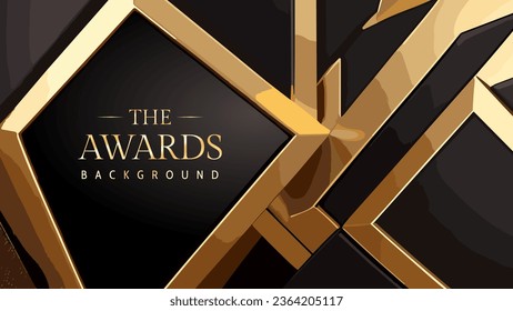 Antecedentes gráficos de los premios polígonos dorados negros. Diseño abstracto corporativo premium de lujo. Elegante papel realista corte estilo texturizado 3d. Certificado de plantilla moderno. Ilustración vectorial.