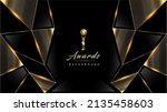 Black Golden Polygonal Edge Triangle Corner. Royal Awards Graphics Background. Glowing Lines Elegant Shine Modern Template. Luxury Premium Corporate Template. Triangle shape Abstract Certificate 