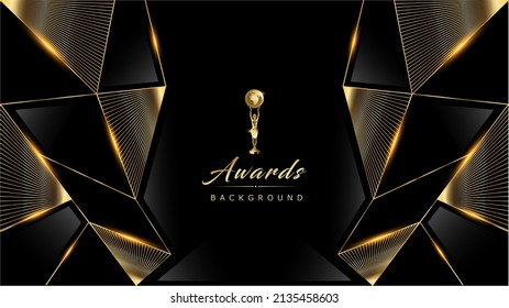Black Golden Polygonal Edge Triangle Corner. Royal Awards Graphics Background. Glowing Lines Elegant Shine Modern Template. Luxury Premium Corporate Template. Triangle shape Abstract Certificate 