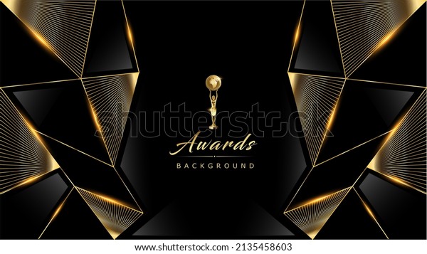 Black Golden Polygonal Edge Triangle Corner. Royal\
Awards Graphics Background. Glowing Lines Elegant Shine Modern\
Template. Luxury Premium Corporate Template. Triangle shape\
Abstract Certificate 