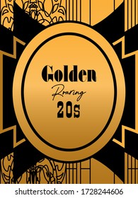 Black And Golden Roaring 20s' Card Template