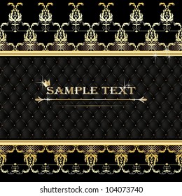 Black golden seamless background with frame