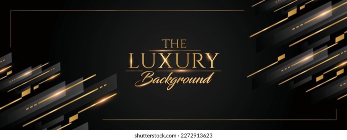 Black Golden Side Corner Flowing Lines Award Background. Luxury Background. Modern Abstract Design Template. LED Visual Motion Graphics. Wedding Invitation Poster. Certificate Design.