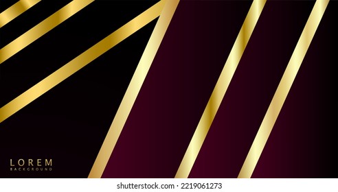 Black and golden smooth stripes abstract corporate graphic design. Geometric dark material background.