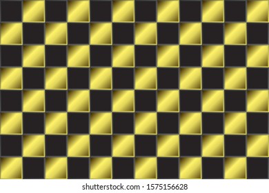 Black and golden square tiles for luxury background, wallpaper, rich decoration, label, cover, brochure, pawn shop design or web page graphic element. 
