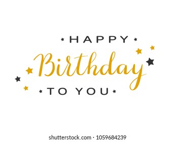 Black Golden Text Happy Birthday Stars Stock Vector (Royalty Free ...