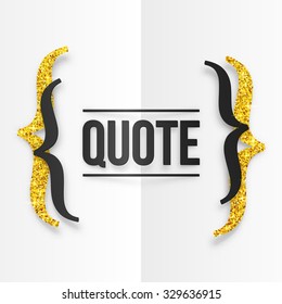 Black and golden vector curly brackets with place for your text at white folded paper background