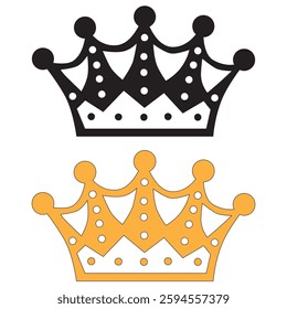 Black and golden vector king crowns and icon on white background. Vector Illustration. Emblem and royal symbols