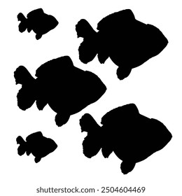 Diseño negro del Vector de la silueta del pez dorado sobre fondo blanco