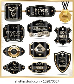 Black gold-framed labels