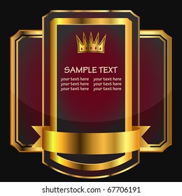 black gold-framed labels