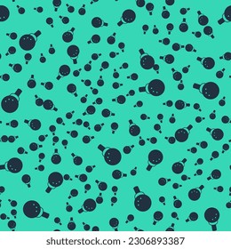 Black Golf ball on tee icon isolated seamless pattern on green background.  Vector