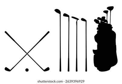 Black golf club bag silhouette for design