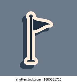 Black Golf flag icon isolated on grey background. Golf equipment or accessory. Long shadow style. Vector Illustration