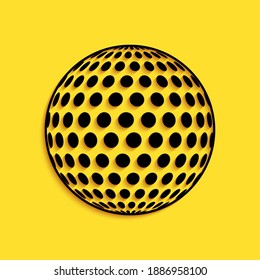 Black Golf icon isolated on yellow background. Long shadow style. Vector.