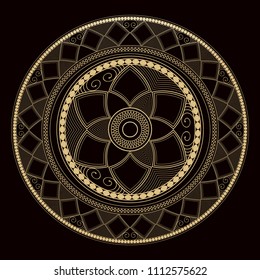Black and golg vector mandala, riches 