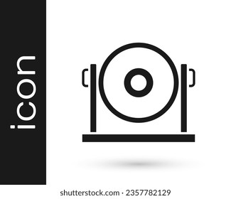 Black Gong musical percussion instrument circular metal disc icon isolated on white background.  Vector