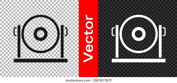 Black Gong musical percussion instrument circular metal disc icon isolated on transparent background.  Vector