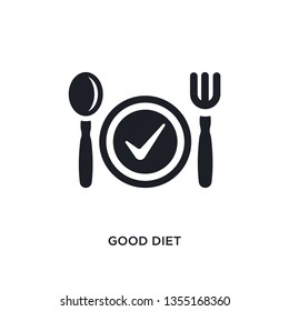 black good diet isolated vector icon. simple element illustration from gym and fitness concept vector icons. good diet editable logo symbol design on white background. can be use for web and mobile