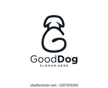 black good dog with letter G logo design	
